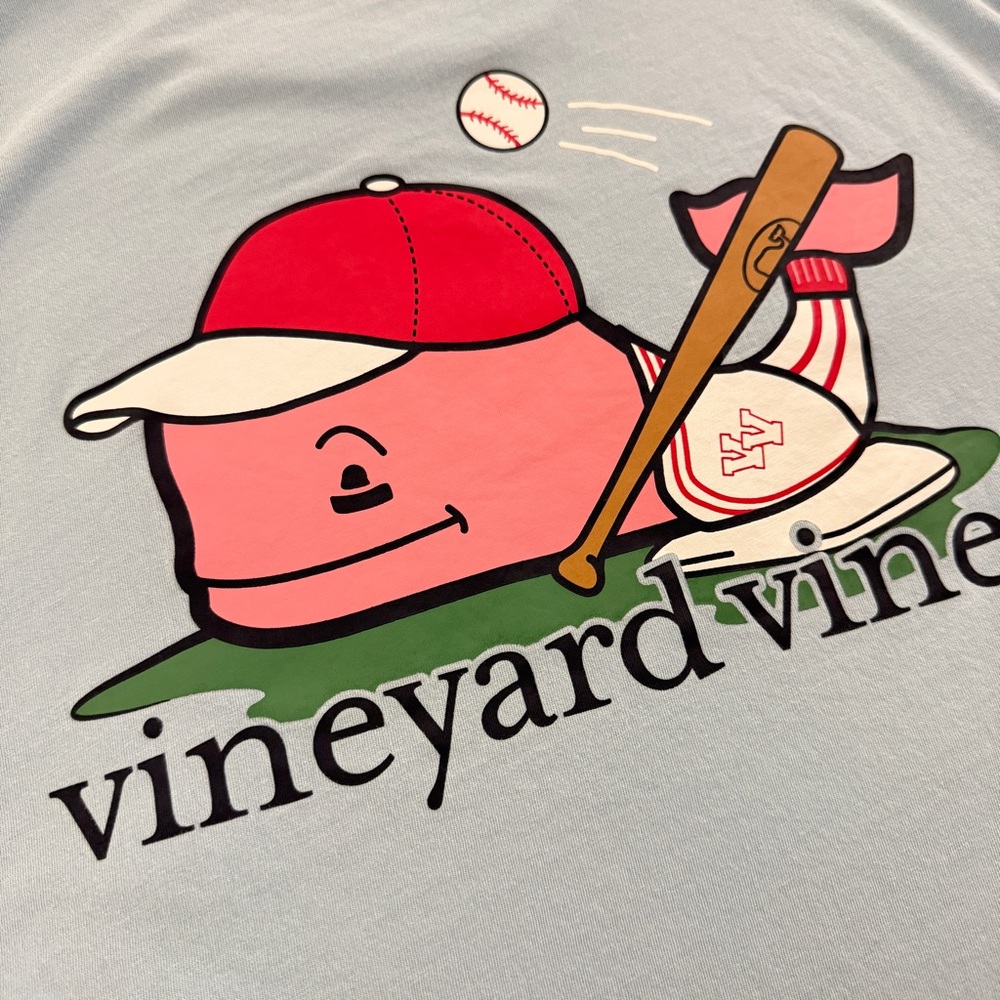 Vineyard Vines Baseball Whale Pocket Tee Light Blue